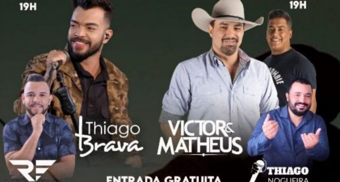 Selvíria: “Tucuna Free” terá shows gratuitos de Thiago Brava, Victor e Matheus, Rafael Fernandes e Thiago Nogueira