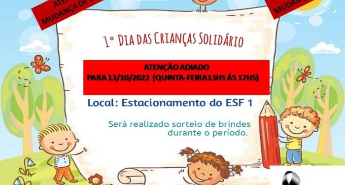 “Dia da Criança Solidário” é transferido para o dia 13