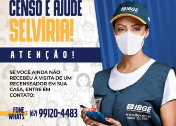 Morador de Selvíria que ainda não foi recenseado deve entrar em contato com o IBGE; Prazo final é dia 28