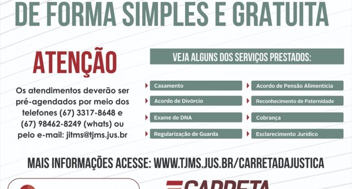 TJMS divulga calendário 2023 da Carreta da Justiça